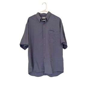 Cardini Button Down Shirt Mens XL Blue Gray Short Sleeve Pocket Classic Fit